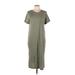 Jessica Simpson Casual Dress - Midi Crew Neck Short sleeves: Green Print Dresses - Women's Size Large