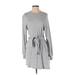 Sincerely Jules for Bandier Casual Dress - Mini High Neck Long sleeves: Gray Solid Dresses - Women's Size X-Small