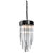 Waterfall 4-Light 12" Round Black Convertible Flush Crystal Chandelier