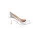 Tahari Heels: Pumps Stiletto Cocktail Silver Solid Shoes - Women's Size 8 - Pointed Toe