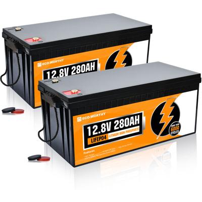 12V 280Ah x 2 LiFePO4 Akku mit über 4000+ Mal Tiefzyklen und bms Schutz, perfekter Ersatz für