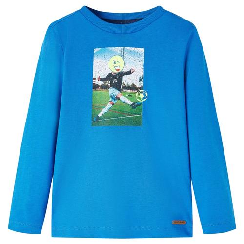 vidaXL Kinder-Langarmshirt mit Fußballspieler-Aufdruck Kobaltblau 104