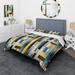 Designart "Urban Chic Striped Pattern III" Blue Modern Bedding Cover Set With 2 Shams