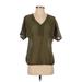 Ann Taylor LOFT Short Sleeve Blouse: Green Tops - Women's Size X-Small