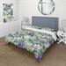 Designart "Green Purple Bamboo Serenade Tropical Pattern I" Floral Bedding Cover Set With 2 Shams