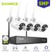 SANNCE Wireless Security Camera System, 10CH 5MP NVR With 4Pcs Cameras