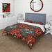 Designart "Blue And Red Poppy Flowers Pattern" Red Cottage Bedding Cover Set With 2 Shams