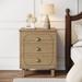 Wood Nightstand, Bedside Table, Mid-Century Night stand with 3 Drawers and Solid Wood Legs for Bedroom Living Room