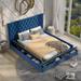 Queen Size Upholstery Low Profile Storage Platform Bed with Storage Space on both Sides and Footboard