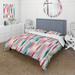 Designart "Blue And Pink Artist Strokes Line Pattern Bliss II" Blue Modern Bedding Set With Shams