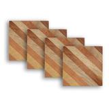 Dainty Home Wood Stripe Designed Textured Square Coaster Set of 4 - 4" x 4"