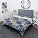 Designart "Cobalt Mosaics Victorian Pattern II" Cottage Bed Cover Set With 2 Shams