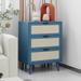 Rattan Dresser with 3 Drawers, Rattan Chest of Drawers Modern Wood Storage Cabinet