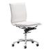 HomeRoots White Faux Leather Armless Executive Rolling Office Chair - 58.4