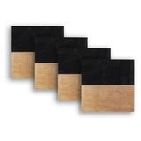 Dainty Home Wood And Black Resin Designed Square Coaster Set of 4
