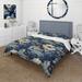 Designart "Cobalt Blue And White Victorian Floral Pattern" White Cottage Bedding Set With Shams