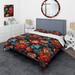 Designart "Blue And Red Poppy Flowers Pattern VI" Blue Cottage Bedding Cover Set With 2 Shams