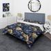 Designart "Cobalt Foliage Victorian Pattern II" Cottage Bedding Cover Set With 2 Shams