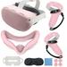 Accessories For Oculus Quest 2 Ingzy Oculus Quest 2 VR Silicone face Cover VR Shell Cover Quest 2 Touch Controller Grip Cover Lens Protective Cover Disposable Eye Cover Set of 14pcs Pink