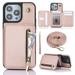 for iPhone 15 Pro Max Case Wallet for Women Removable Adjustable Shoulder Strap Flip PU Leather Slim Back Zipper Purse Case with Card Slot Holder Stand RFID Blocking Magnetic Buttons Rosegold