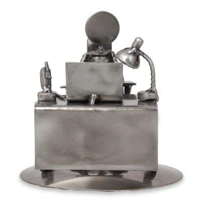 Upcycled auto parts statuette, 'Hard-Working Executive'