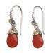 Floral Drop in Orange,'Orange Chalcedony Sterling Silver Dangle Earrings from Bali'