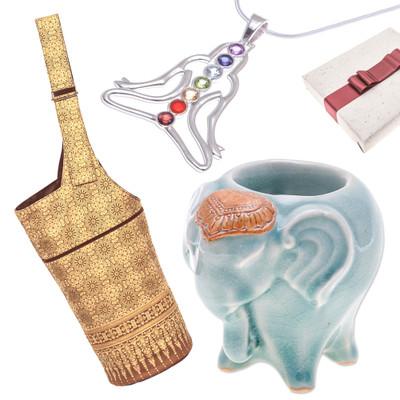 Mindfulness,'Necklace Tealight Holder and Yoga Mat Bag Curated Gift Set'