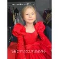 Robe de princesse rouge bouffante pour filles robes de demoiselle d'honneur robe de bébé fille