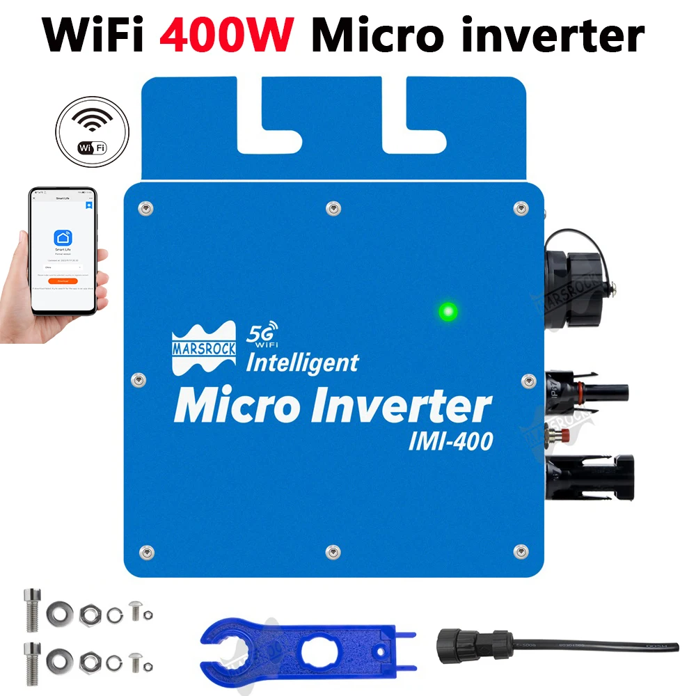 400W sur grille Mini onduleur solaire MPPT WiFi onde sinusoïdale Pure 110V 220V Micro onduleur 22-50Vdc pour système de panneaux solaires résidentiels