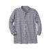 Men's Big & Tall Stretch Knit Long Sleeve Buttondown by KingSize in Navy Gingham (Size XL)