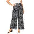 Plus Size Women's Stretch Knit Wide Leg Pant by The London Collection in Black Giraffe Print (Size 12) Wrinkle Resistant Pull-On Stretch Knit