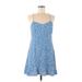 Zara Casual Dress - Mini V Neck Sleeveless: Blue Print Dresses - Women's Size Large