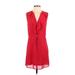 H&M Casual Dress V-Neck Sleeveless: Red Solid Dresses - Women's Size 6