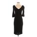 Diane von Furstenberg Casual Dress - Midi V-Neck 3/4 sleeves: Black Print Dresses - Women's Size 4