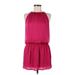 Veronica M. Casual Dress - Mini High Neck Sleeveless: Burgundy Print Dresses - Women's Size Medium