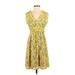 Plenty By Tracy Reese Casual Dress - A-Line V Neck Sleeveless: Yellow Floral Dresses - Women's Size 6