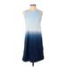 Old Navy Casual Dress - A-Line High Neck Sleeveless: Blue Color Block Dresses - Women's Size X-Small