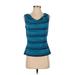 Calvin Klein Sleeveless T-Shirt: Blue Stripes Tops - Women's Size P