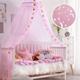 LOAOL Crib Canopy, Princess Bed Canopy with Super Flashed Laser Print Stars & Moons, Kids Bed Canopy Great Room Decor & Reading Nook, Fairy Dream Kids Canopy for Twin Single Full Queen Size Bed Pink