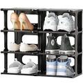 HAIXIN Shoe Rack 8 Tier Tall Shoe Storage Narrow Storage Unit Plastic Shoe Organiser Under Stairs Storage Perfect for Entryway, Corridor, Living Room, Bathroom, Bedroom or Hallway 48.5x26x43cm Black