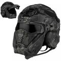 PERTID Airsoft Paintball Full Face Helmet, Tactical Combat Helmet With Replaceable Lens, Mask, Headset And Fan, With Anti-Fog Lens For CS War Game Cosplay Gear