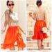 J. Crew Skirts | J. Crew Linen Ruffle Faux Wrap Mini Skirt Orange - 4p | Color: Orange/Red | Size: 4