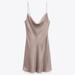 Zara Dresses | Nwt Zara | Silk Slip Mini Dress | Color: Brown/Tan | Size: M