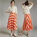 Anthropologie Skirts | Mare Mare X Anthropologie Isla Midi Skirt Size Xs | Color: Cream/Orange | Size: Xs