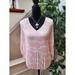 Nine West Tops | Nine West Pink & White Pleated Polyester V-Neck Long Sleeve Top Blouse Size Xs | Color: Pink/Tan/White | Size: Xs