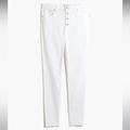 Madewell Jeans | Nwt! Madewell 9" Mid-Rise Skinny Jeans In Pure White Size 32 Front Button Up | Color: Cream/White | Size: 32