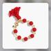 J. Crew Jewelry | Nwt J. Crew Beaded Tassel Orb Bracelet, Fire Red | Color: Gold/Red | Size: Os