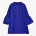 Zara Jackets & Coats | Nwt Zara Cotton Oversized Blue Cobalt Ruffle Frilled Bell Sleeves Zip Coat. M | Color: Blue | Size: M