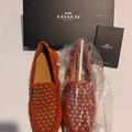 Coach Shoes | Nwt Coach Arlene Studded Orange Suede Slip On Loafer Womens Size 7 | Color: Orange | Size: 7