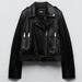 Zara Jackets & Coats | Nwt Zara Genuine Leather Moto Biker Jacket | Color: Black/Silver | Size: M
